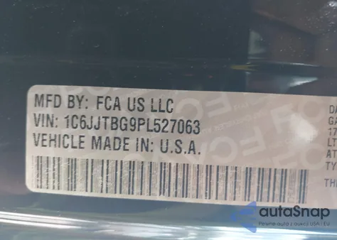 2023 Jeep Gladiator Rubicon 4X4 z USA, uszkodzony, nr VIN 1C6JJTBG9PL527063